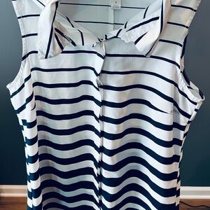 ‘Dressbarn’ Blue and White Striped Sleeveless Top